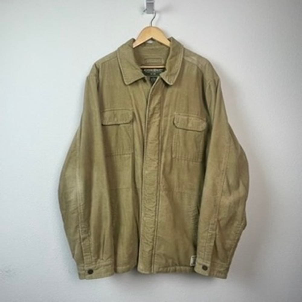 Eddie Bauer Corduroy Field Jacket Men XL Tall Tan Sherpa Lined Gorpcore Workwear